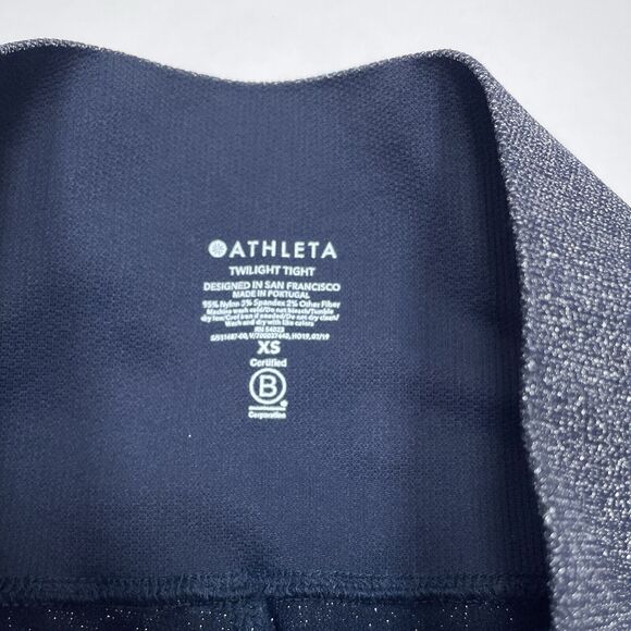 Athleta Twilight 2.0 Tight XS Navy‎ Blue Metallic High Rise Lifestyle Athleisure - Picture 5 of 8